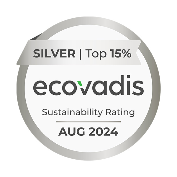 Médaille argent top 15 % - Ecovadis - notation de durabilité août 2024