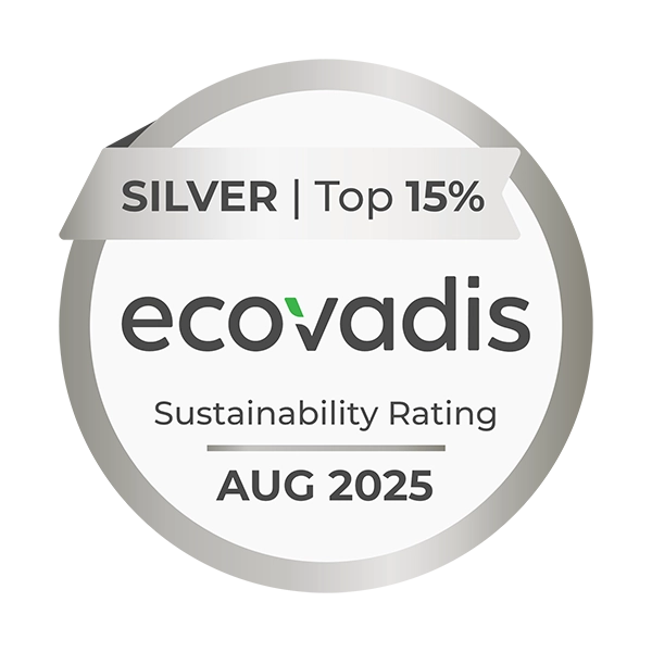 Médaille argent top 15 % - Ecovadis - notation de durabilité août 2025